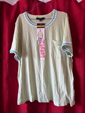 Joseph A Light Green Crochet Trim Tee